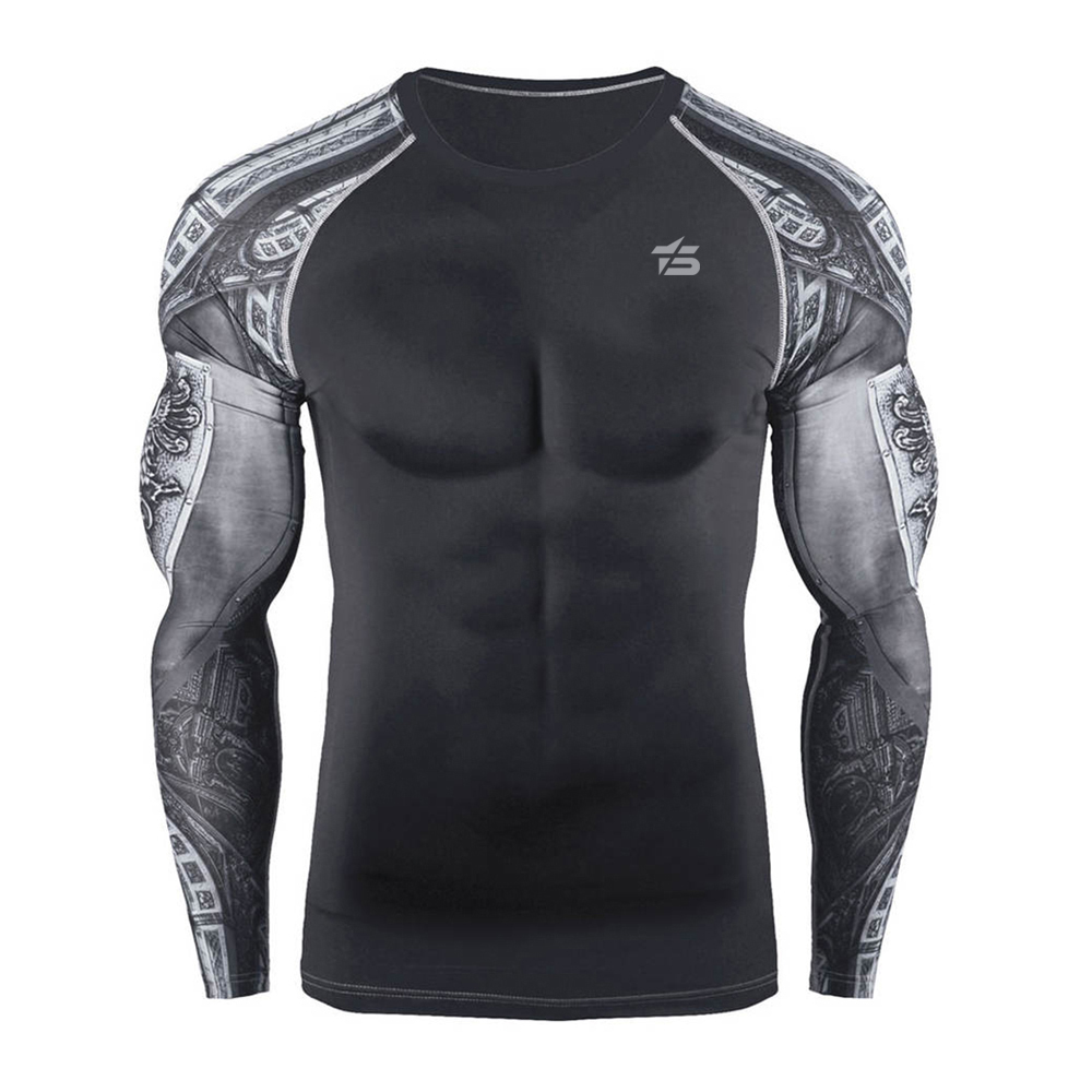 Long Sleeve Mens BJJ MMA Compression Rash Guard